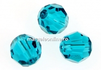 Swarovski, margele, rotund fatetat, blue zircon, 8mm - x2