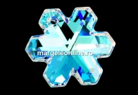 Swarovski, snowflake pendant, blue AB, 25mm - x1