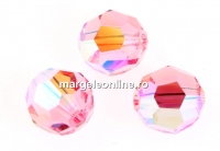 Swarovski, margele, rotund fatetat, light rose AB, 8mm - x2