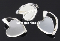 Tortite cercei  argint 925, cabochon inima de 14mm - x1per