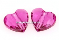 Swarovski, margele inima, fuchsia, 8mm - x2