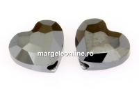 Swarovski, heart bead, silver night 2x, 8mm - x2
