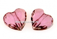 Swarovski, margele inima, antique pink, 12mm - x2