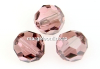 Swarovski, margele, rotund fatetat, light rose satin, 10mm - x2