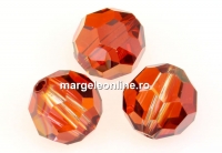 Swarovski, margele, rotund fatetat, red magma, 10mm - x2