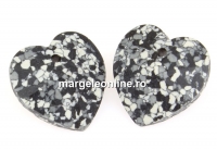 Swarovski, pandantiv inima, marbled black, 14mm - x2