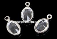 Swarovski, rhodium-plated charm, oval, crystal, 8x6mm - x2