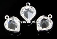 Swarovski, pand.pl. cu rodiu, inima, crystal, 15mm - x2