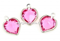 Swarovski, pand.pl. cu rodiu, inima, rose, 15mm - x2