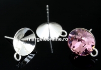 Earring findings, 925 silver, chaton 6mm - x1pair