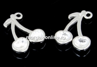 Pendant, cherries, 925 silver, 15x10mm  - x1