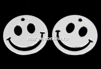 Pendant, smiley 925 silver, 15mm  - x1