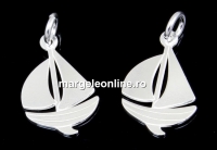 Pendant, boat, 925 silver, 24x14mm  - x1