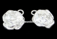 Pendant, rose 925 silver, 15x12mm  - x1