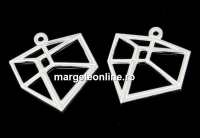 Pendant, hexagon, 925 silver, 17.5x15mm  - x1