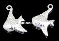 Pendant, fish, 925 silver, 18.5x11.5mm  - x1