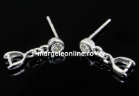 Cercei cu prindere pandantiv, cu cristale, argint 925, 11x8.5mm - x1per