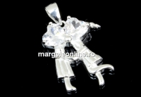 Pandantiv baietel si fetita cu cristale, argint 925, 26x16mm - x1