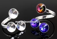 Baza inel cu bordura, argint 925, 3 rivoli Swarovski, 8-8-8mm - x1