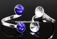 Baza inel cu bordura, argint 925, 2 rivoli Swarovski, 8-8mm - x1