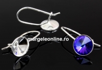 Earring border base, 925 silver, rivoli Swarovski 8mm - x1pair