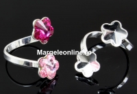 Ring base, 925 silver, 2 Swarovski flowers 10-10mm - x1
