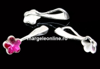 Pendant base, 925 silver, Swarovski flower 6mm - x1