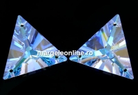 Swarovski, link triunghi 3 gauri, blue aurore boreale, 30mm - x1