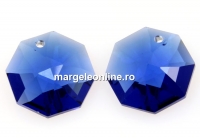 Swarovski, octagon pendant, dark sapphire, 14mm - x1