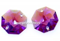 Swarovski, octagon link, violet blue ab, 14mm - x1