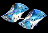 Swarovski, pandantiv wave leaf, blue aurore boreale, 30mm - x1