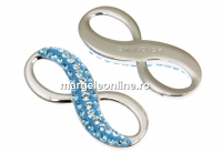 Swarovski, pand. pave placat cu rodiu, infinit, aquamarine, 26mm - x1