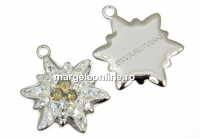 Swarovski, pand. pave pl. cu rodiu, floare de colt, moonlight, 14mm - x1