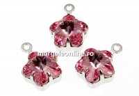 Swarovski, pand. pl. cu rodiu, floare, light rose, 13mm - x2