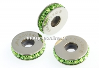 Swarovski, becharmed rondelle peridot, 13mm - x1