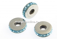 Swarovski, becharmed rondelle aquamarine, 13mm - x1