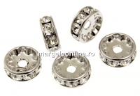 Swarovski, spacer, placat rodiu, crystal, 4mm - x2