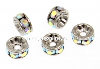 Swarovski, spacer, placat rodiu, aurore boreale, 3.5mm - x2