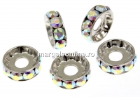 Swarovski, spacer, placat rodiu, aurore boreale, 12mm - x2