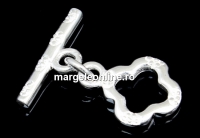 Toggle clasp, clover, 925 silver, 14mm - x1