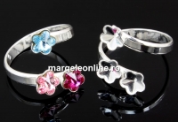 Baza inel argint 925, 3 flori Swarovski 6-6-6mm - x1