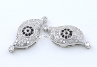 Link, crystals, rhodium-plated 925 silver, 23mm - x1