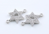 Link, David's star, crystals, rhodium-plated 925 silver, 16mm - x1