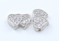 Link inimioare cu cristale argint 925 rodiat, 12mm - x1