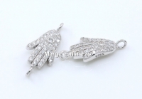 Link, Fatima's hand, crystals, rhodium-plated 925 silver, 19mm - x1