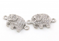 Link elefant cu cristale argint 925 rodiat, 15mm - x1