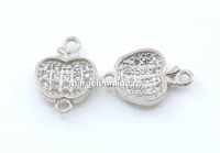 Link, forbidden fruit, crystals, rhodium-plated 925 silver, 13.5mm - x1