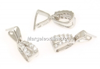 Pendant bail, drop, rhodium-plated 925 silver, 14mm - x1