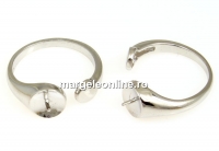 Baza inel argint 925 rodiat, pin si cupa 7mm, interior reglabil  - x1