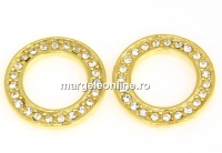 Crystal accessory, disk, gold-plated 925 silver, 14mm - x1